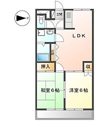 メゾン・ド・ファミーユ 2階2LDKの間取り