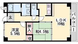 ヌーベ・ゆらの 2LDKの間取図画像