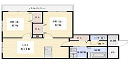 グランツ野里 2LDKの間取図画像