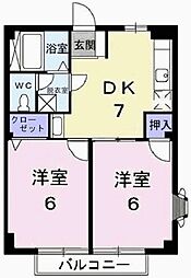 エルドミール 2DKの間取図画像