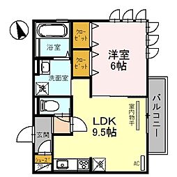 J・アメニティ北今宿 1LDKの間取図画像