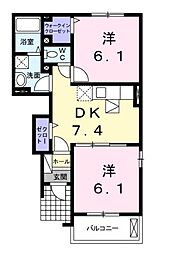 ブリアン・アヴニール 2DKの間取図画像