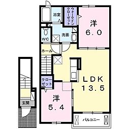 ビオラ堂本 2LDKの間取図画像