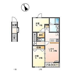 ニューパレス佑錦2 2LDKの間取図画像