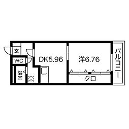 ロイヤルアガホ 1DKの間取図画像