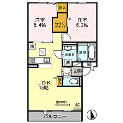 ルボマノアール 2LDKの間取図画像