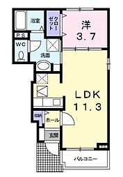 アンソレイエ飾磨2番館 1LDKの間取図画像