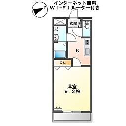 プリムローズ 1Kの間取図画像