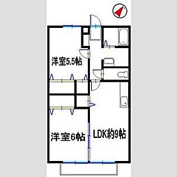 サンフォーレストA棟 2LDKの間取図画像