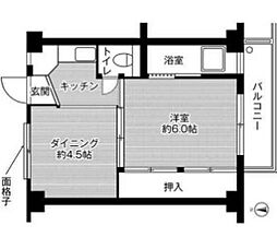 ビレッジハウス今在家2号棟 1DKの間取図画像