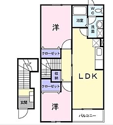 グランスクエア2 2LDKの間取図画像