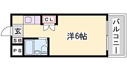 サニーパレス保城 ワンルームの間取図画像