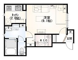 ロタス中島 1Kの間取図画像