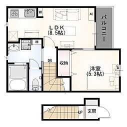 ロタス中島 1Kの間取図画像
