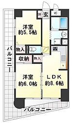 ライオンズマンション姫路 2LDKの間取図画像