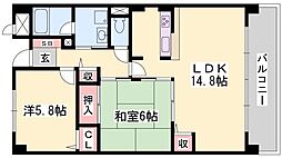 グランシャリオ天川 2LDKの間取図画像