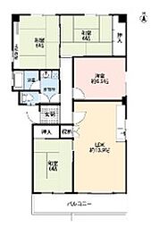 北河原マンション1号棟 4LDKの間取図画像