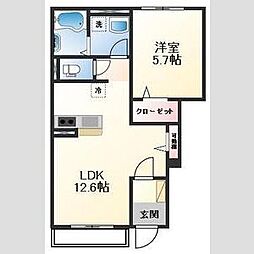仮称)姫路市白鳥台3丁目アパート 2LDKの間取図画像