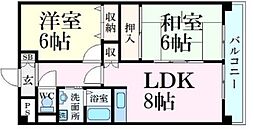 フレグランス大日 1LDKの間取図画像