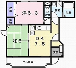 シャルマンミキ 2DKの間取図画像