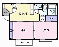 ドミール1 2DKの間取図画像