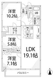 グランドビュー島本 3LDKの間取図画像