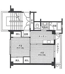 ビレッジハウス太子2号棟 2Kの間取図画像