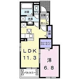 フレーシュ 1LDKの間取図画像