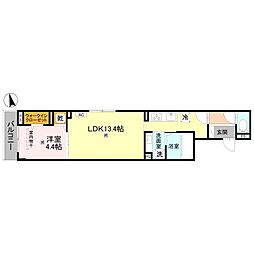D's北条口 1LDKの間取図画像