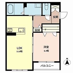 トールフェスキュー 1LDKの間取図画像