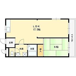サニーハイム山氏浦A棟 1LDKの間取図画像