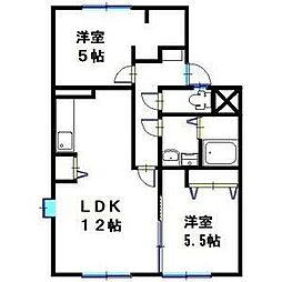 ラメール高砂1 2LDKの間取図画像