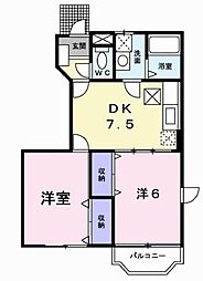 パルテール2 2DKの間取図画像