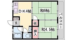 マンション八番館 2DKの間取図画像