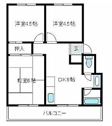 ディアス奥山 2LDKの間取図画像