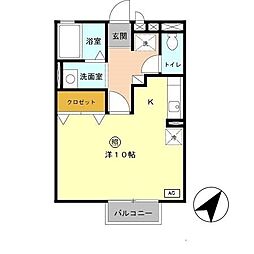 ルシェルコート ワンルームの間取図画像