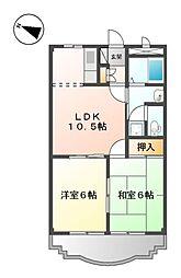ハイツルヴィエール 2LDKの間取図画像