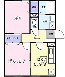 パルティーレ 2DKの間取図画像