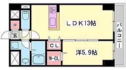エスペーロ新在家 1LDKの間取図画像
