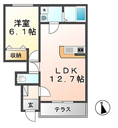 セレーネ 1LDKの間取図画像