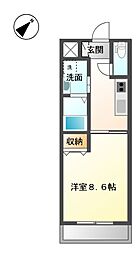 シャインキャッスル 1Kの間取図画像