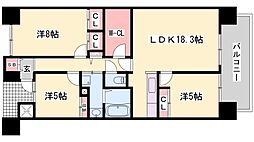キャッスルコート飾磨 3LDKの間取図画像
