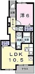 ヴェルゼ書写 1LDKの間取図画像