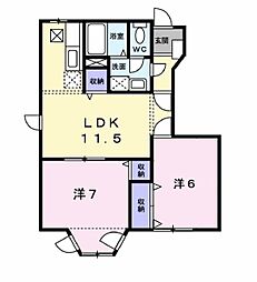 グレースガーデン1 2LDKの間取図画像