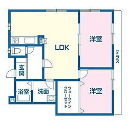 セジュールルシアン 2LDKの間取図画像
