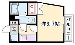 ジュネス白国 1Kの間取図画像
