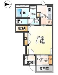 プランドールメゾン 1Kの間取図画像
