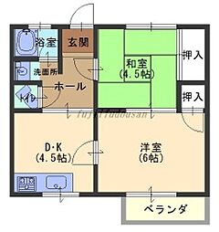 喜多マンション 2DKの間取図画像