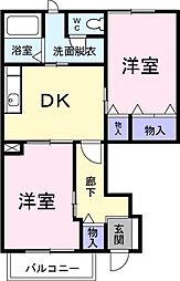 アメニティカスガ2 2DKの間取図画像