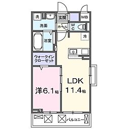 エンブレイスI 1LDKの間取図画像